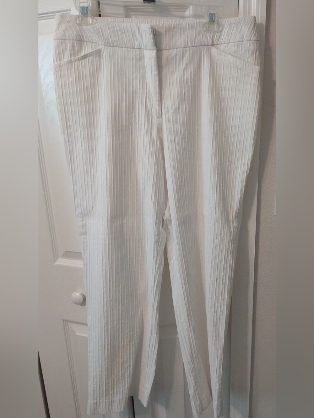Investments White Dress Ribbed Pants Women Size 12 S